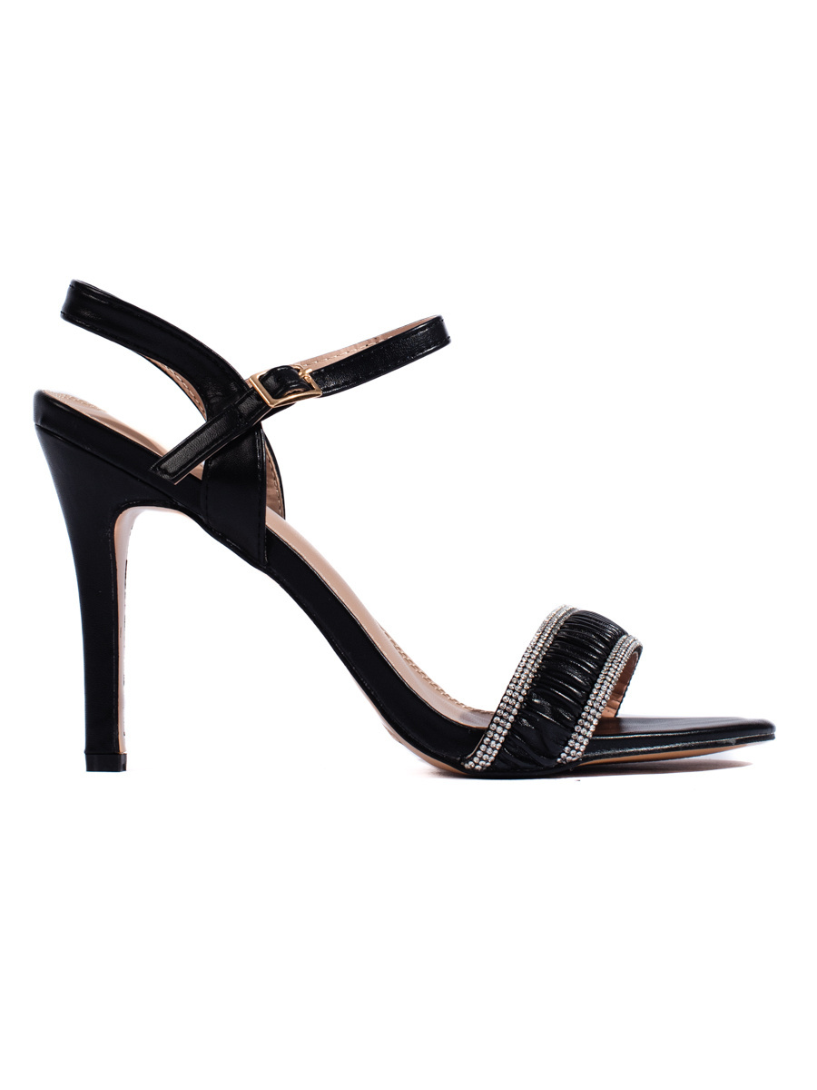 Shelvt Womens elegant black stiletto sandals
