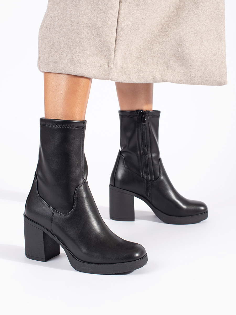 Womens black ankle boots on a heel Sergio Leone