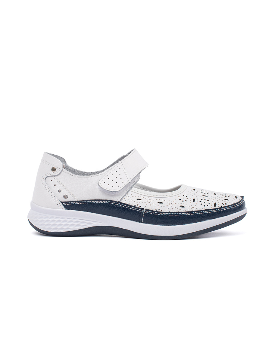GOODIN Perforated leather sandals white and navy blue