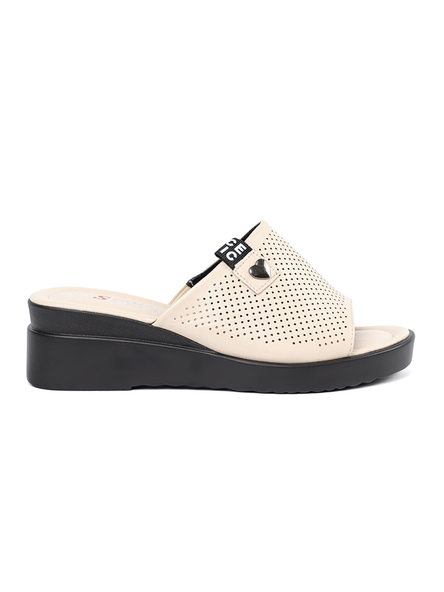 SEASTAR Womens beige platform flip flops