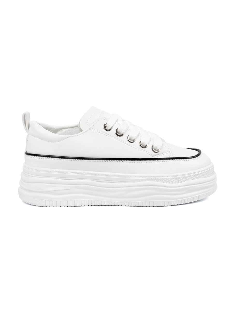 Shelvt Women's white platform sneakers