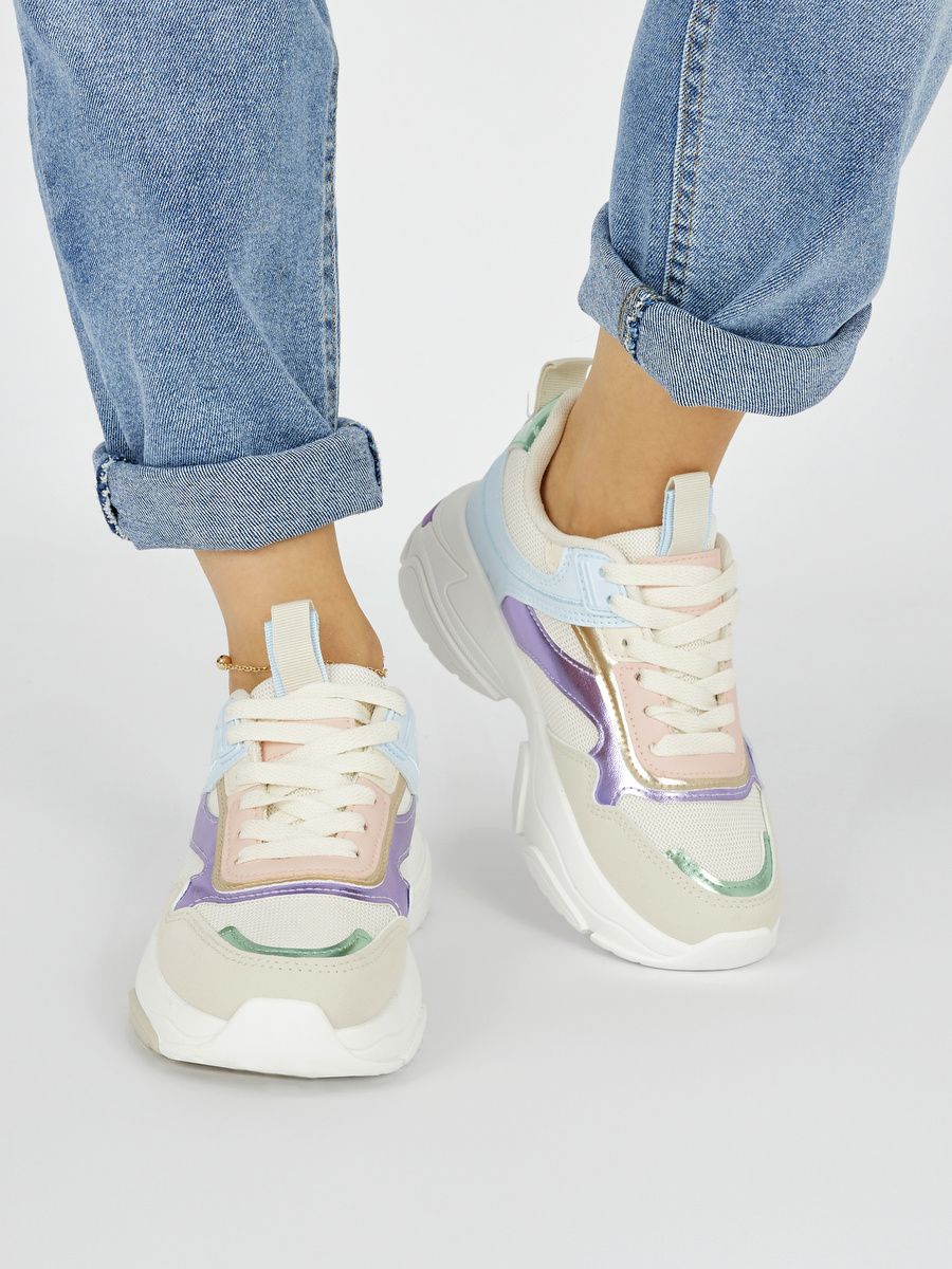 Shelvt Multicoloured womens sports shoes with a thick sole