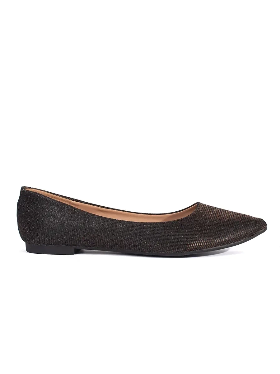 Shelvt Black glitter flat-heeled ballerinas