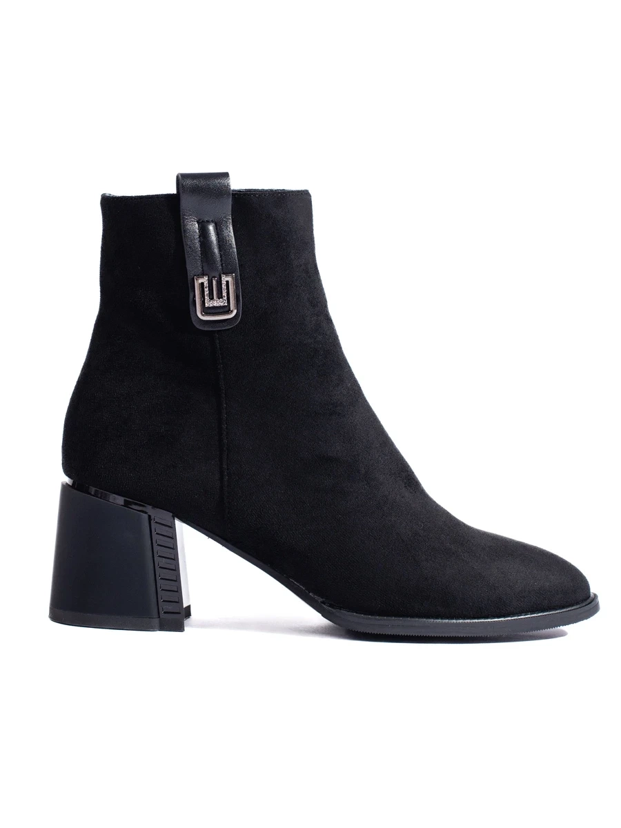 Black classic suede heeled ankle boots Shelvt
