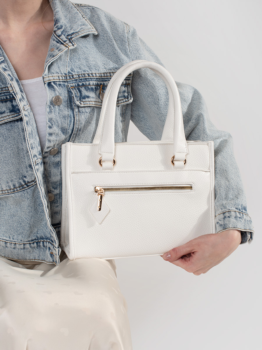 Shelvt White zipper bag