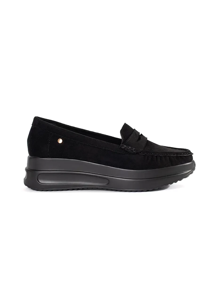 GOODIN Suede loafers with a thick sole black