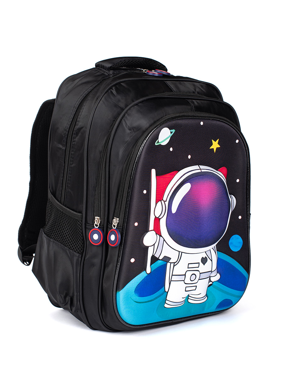 Shelvt Black Cosmonaut Backpack for Kids