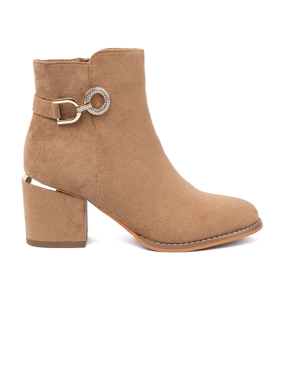 Shelvt Stylish ankle boots in a shade of light brown with gold detail