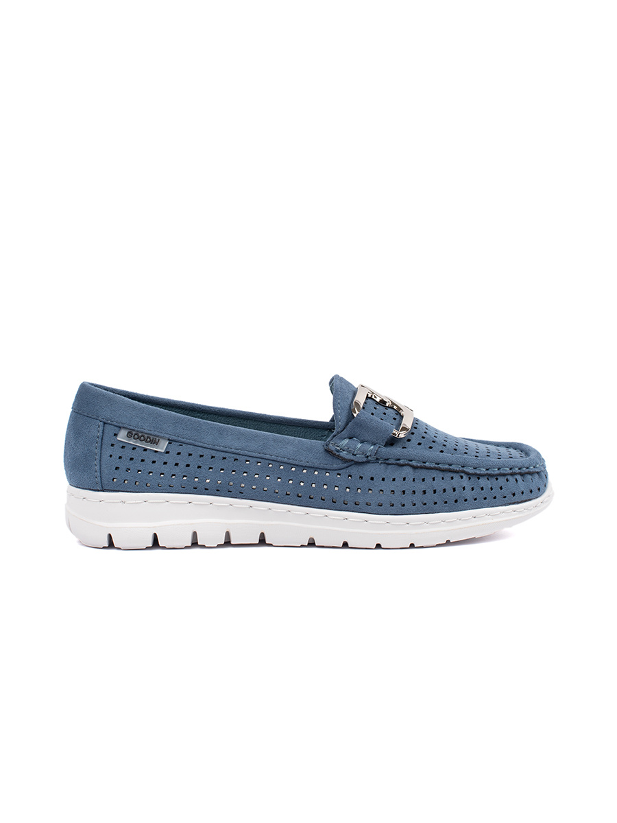 GOODIN Blue loafers with a decorative chain