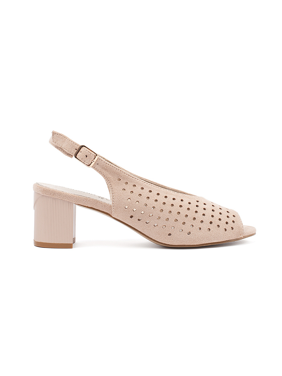 GOODIN Light beige sandals with a low heel