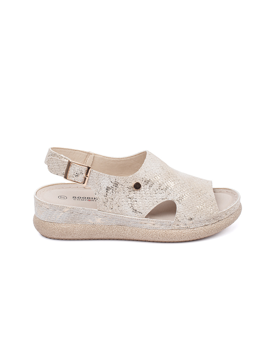 GOODIN Flat sandals with taupe buckle