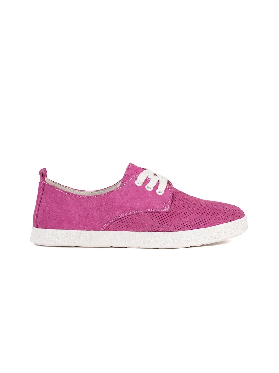 GOODIN Pink openwork sneakers made of natural leather