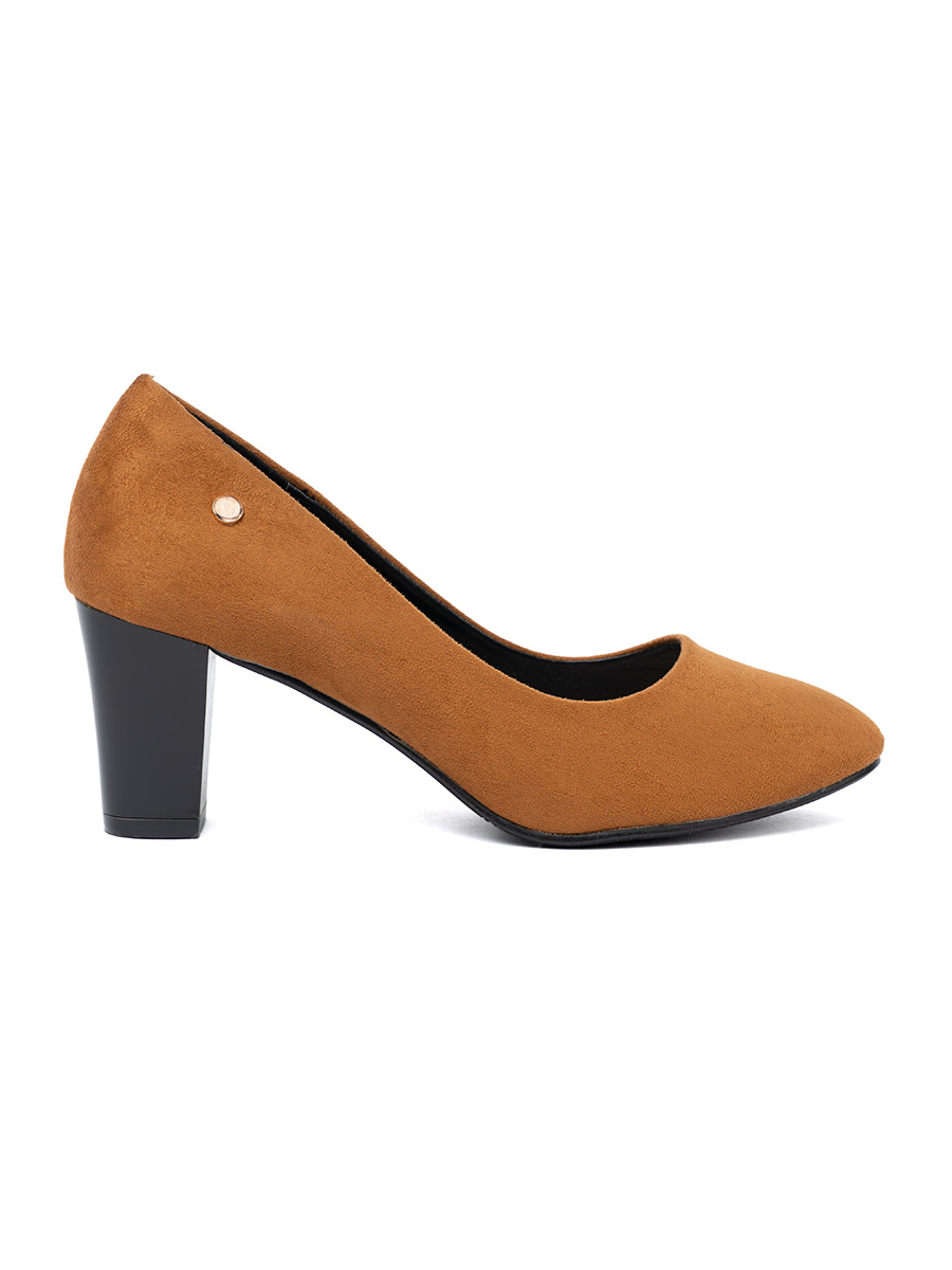 GOODIN Suede heeled pumps caramel