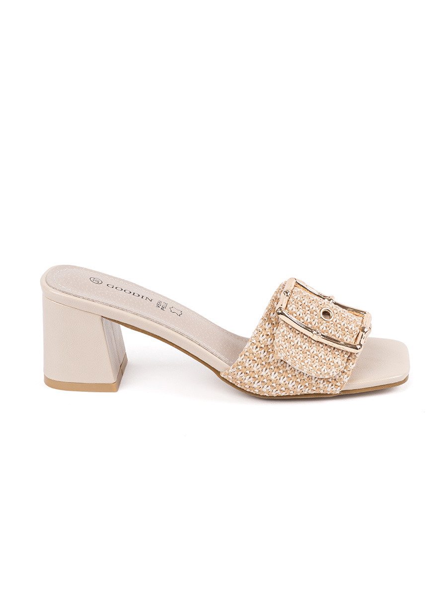 GOODIN Tweed beige mulls on a heel