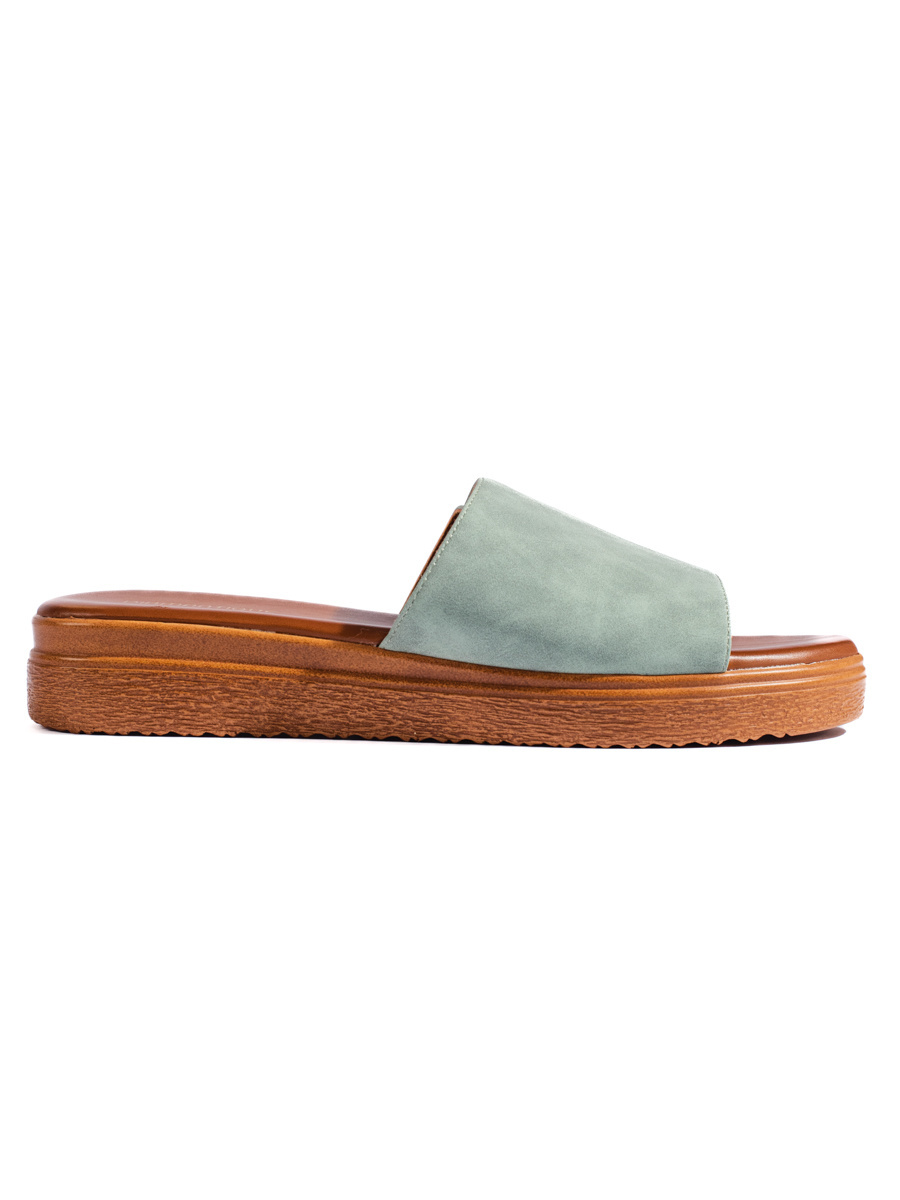 Shelvt Green womens platform flip-flops