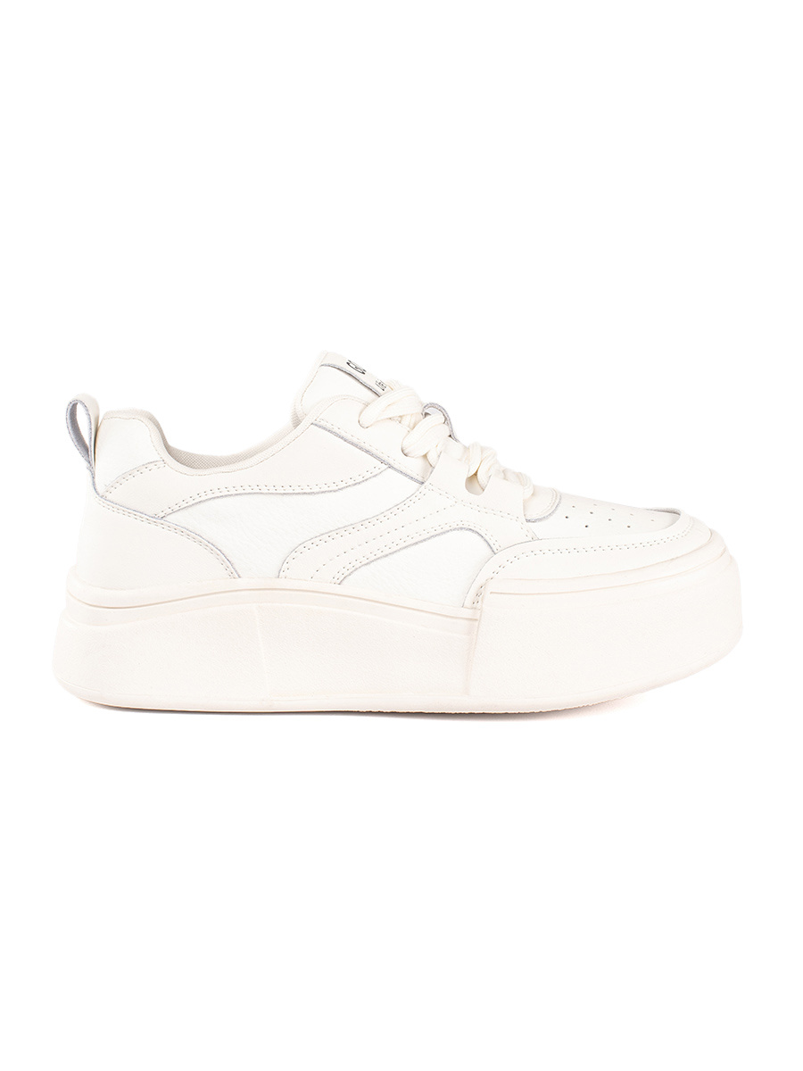Shelvt White womens sneakers with a high sole