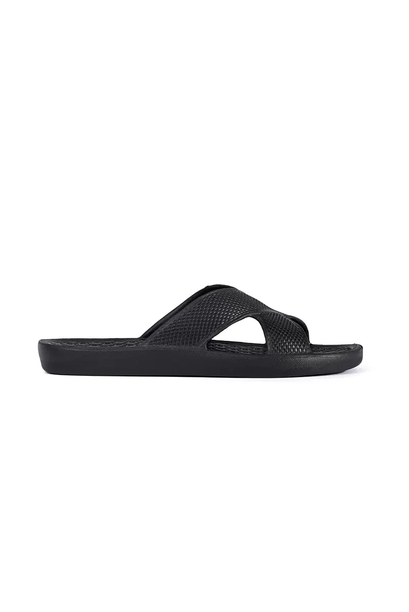 Shelvt Men's black pool slippers