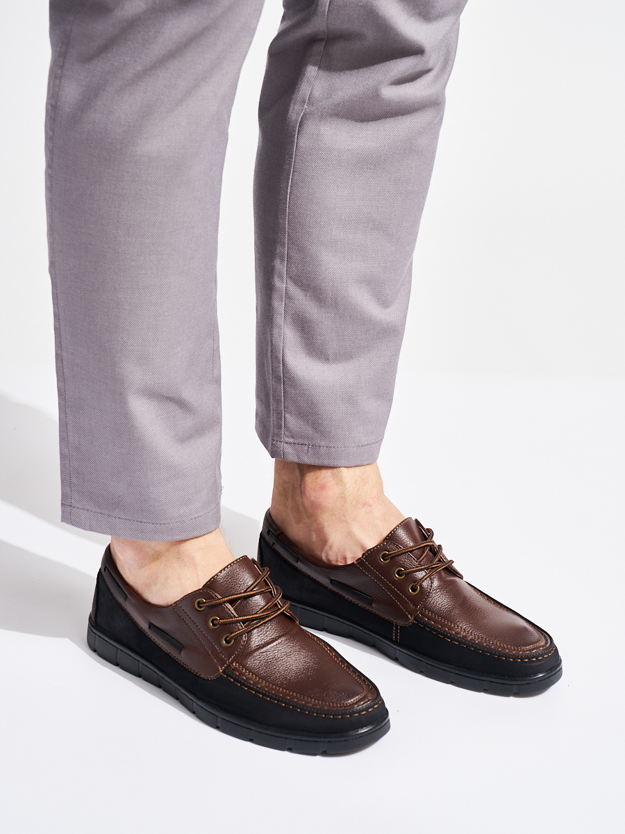 Shelvt Mens brown lace-up shoes