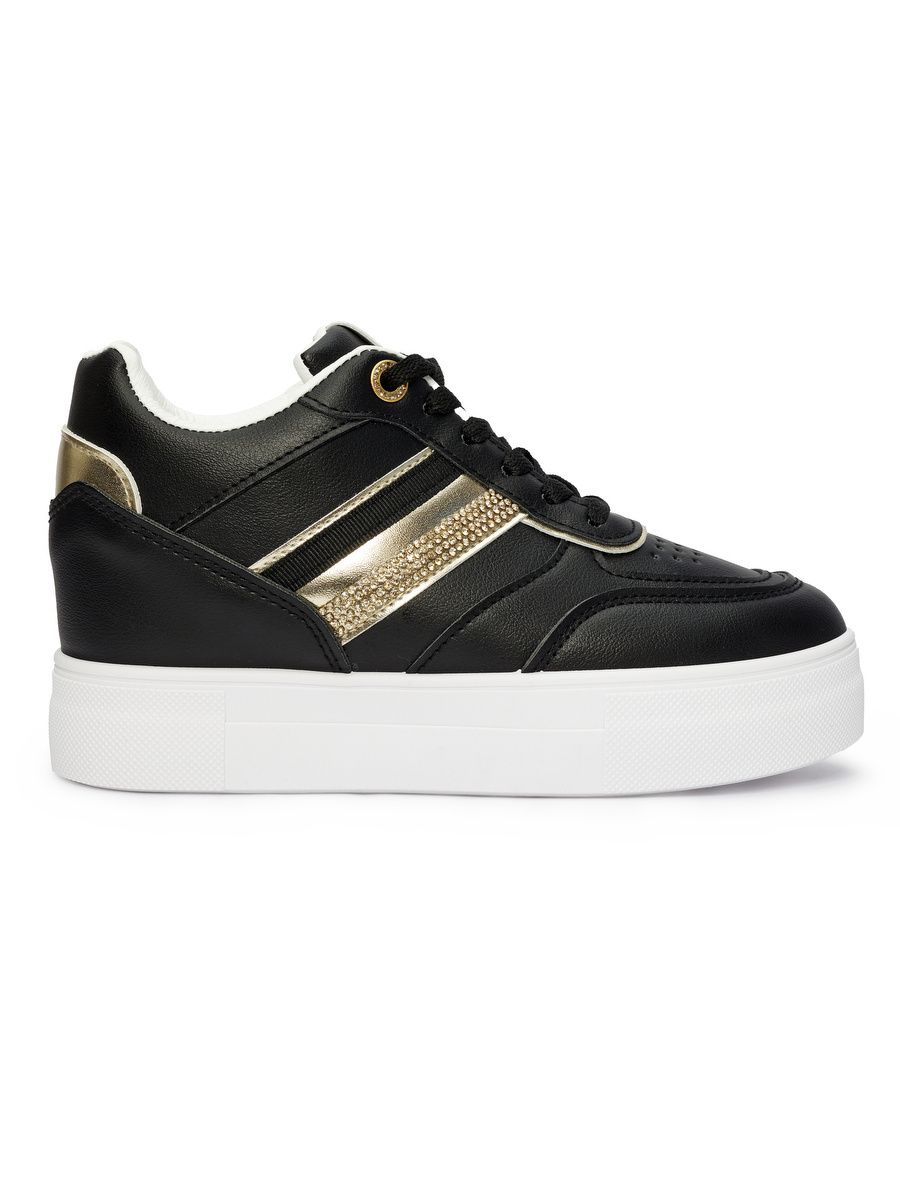 Shelvt Black sneakers with a hidden wedge