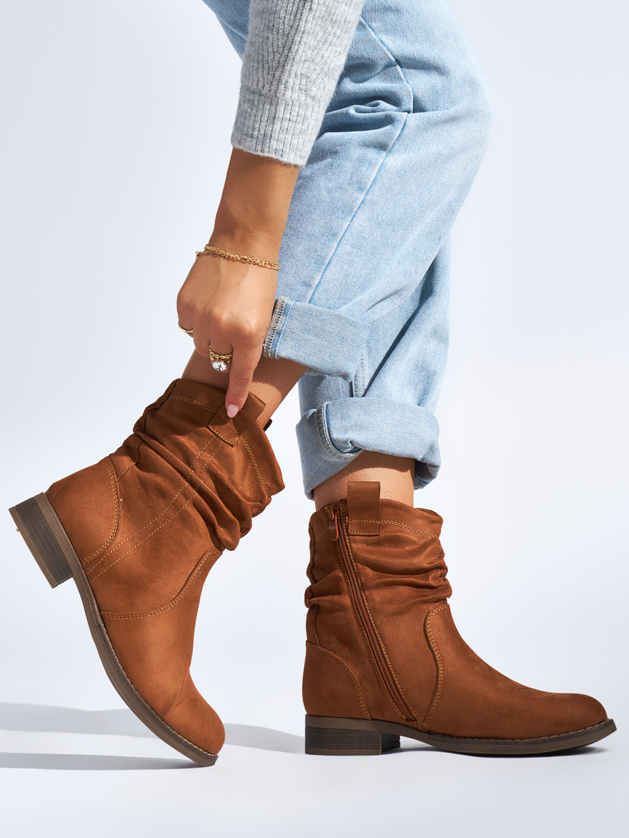 Shelvt Womens suede brown ankle boots