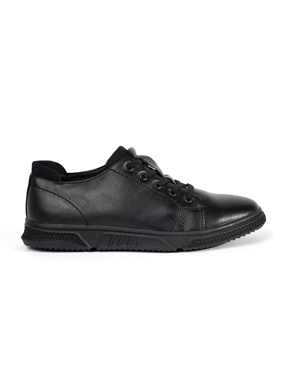 Shelvt Men's black shoes with fur padded