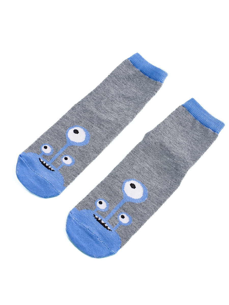 Non-slip children's socks Shelvt gray blue alien