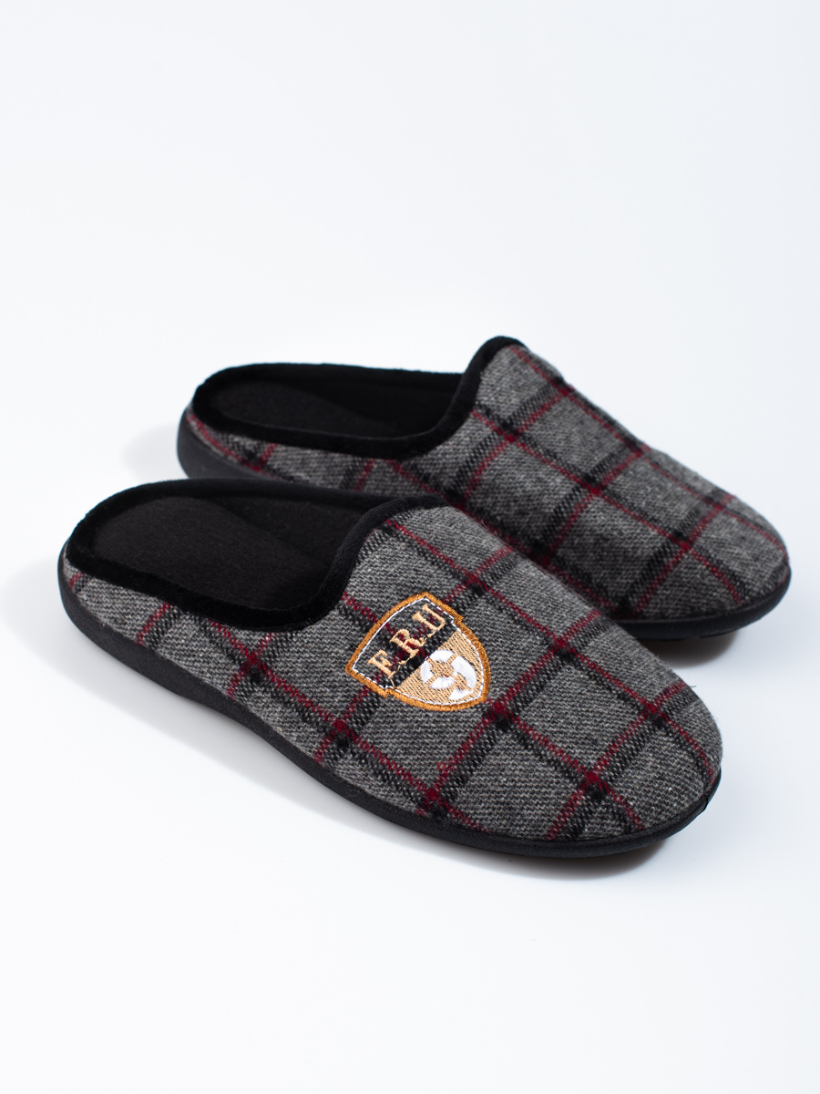 Mens grey plaid slippers Shelvt