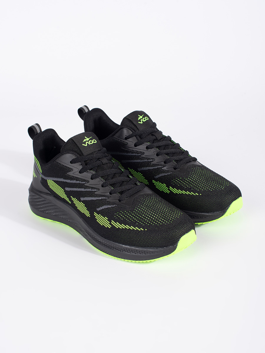 VICO Black and Green Mens Mesh Sports Shoes