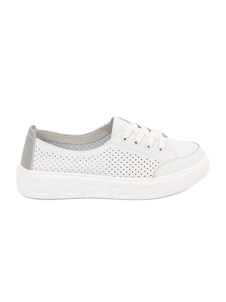 White openwork lace-up sneakers by Sergio Leone