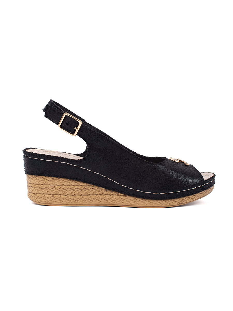 GOODIN Black wedge sandals with buckle