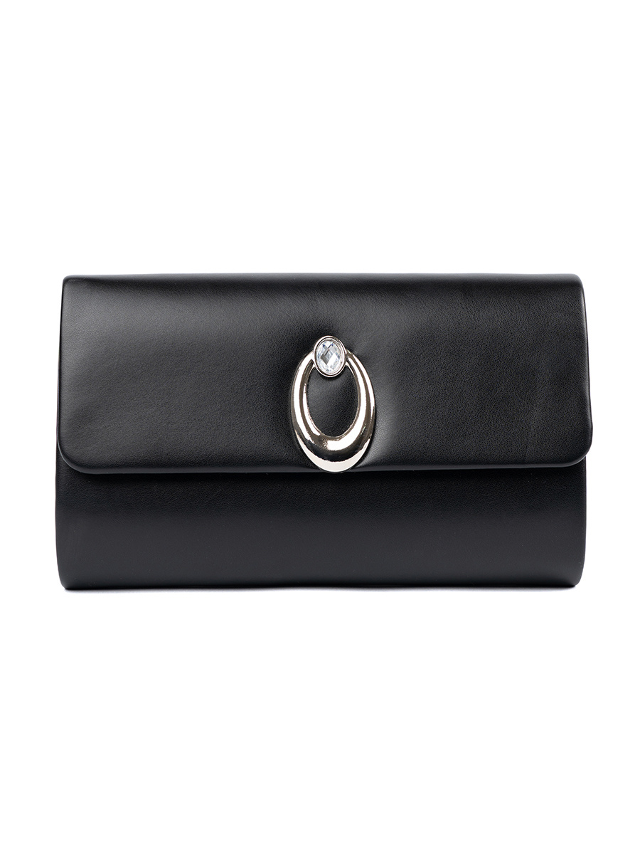 Shelvt Black clutch bag with silver elements