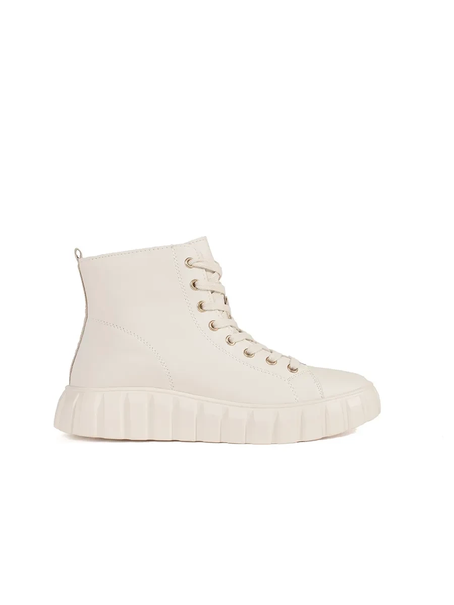 GOODIN Womens high sneakers light beige on a platform
