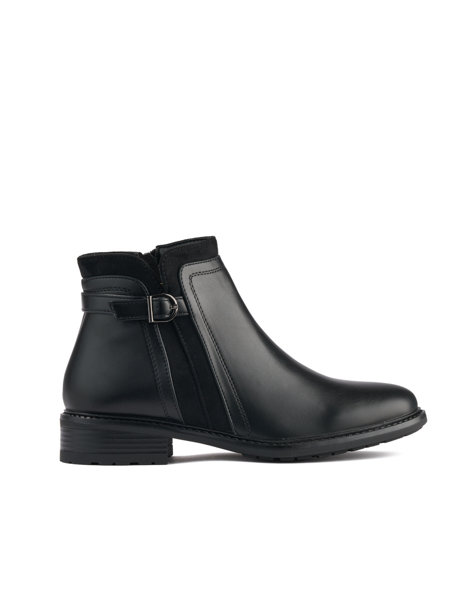 Shelvt Womens black low-heeled ankle boots