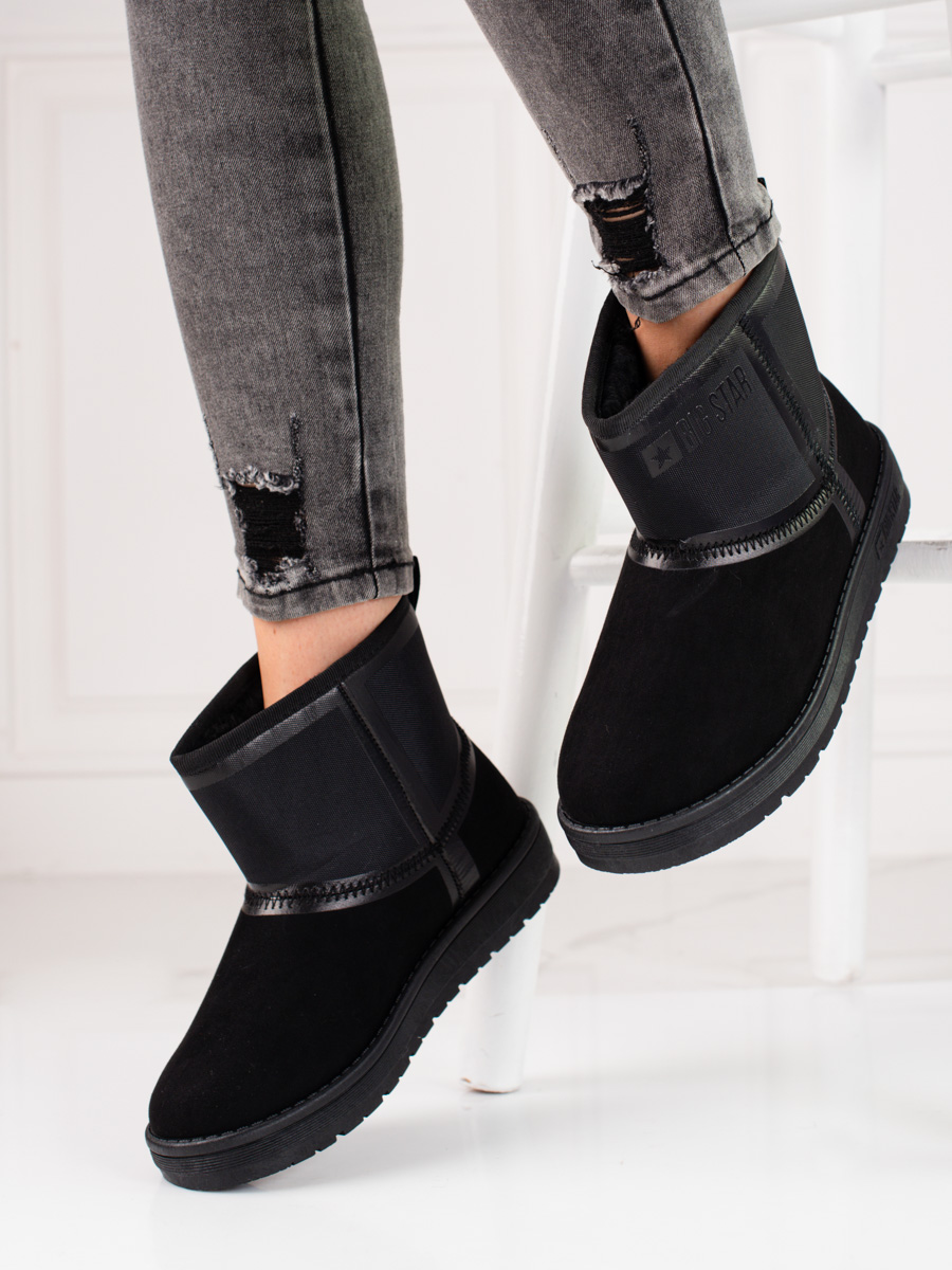 BIG STAR SHOES Black suede snow boots women short BIG STAR KK274614