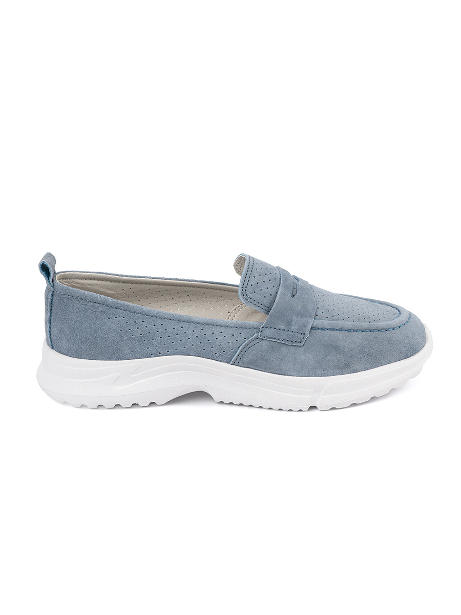 GOODIN Leather blue platform loafers