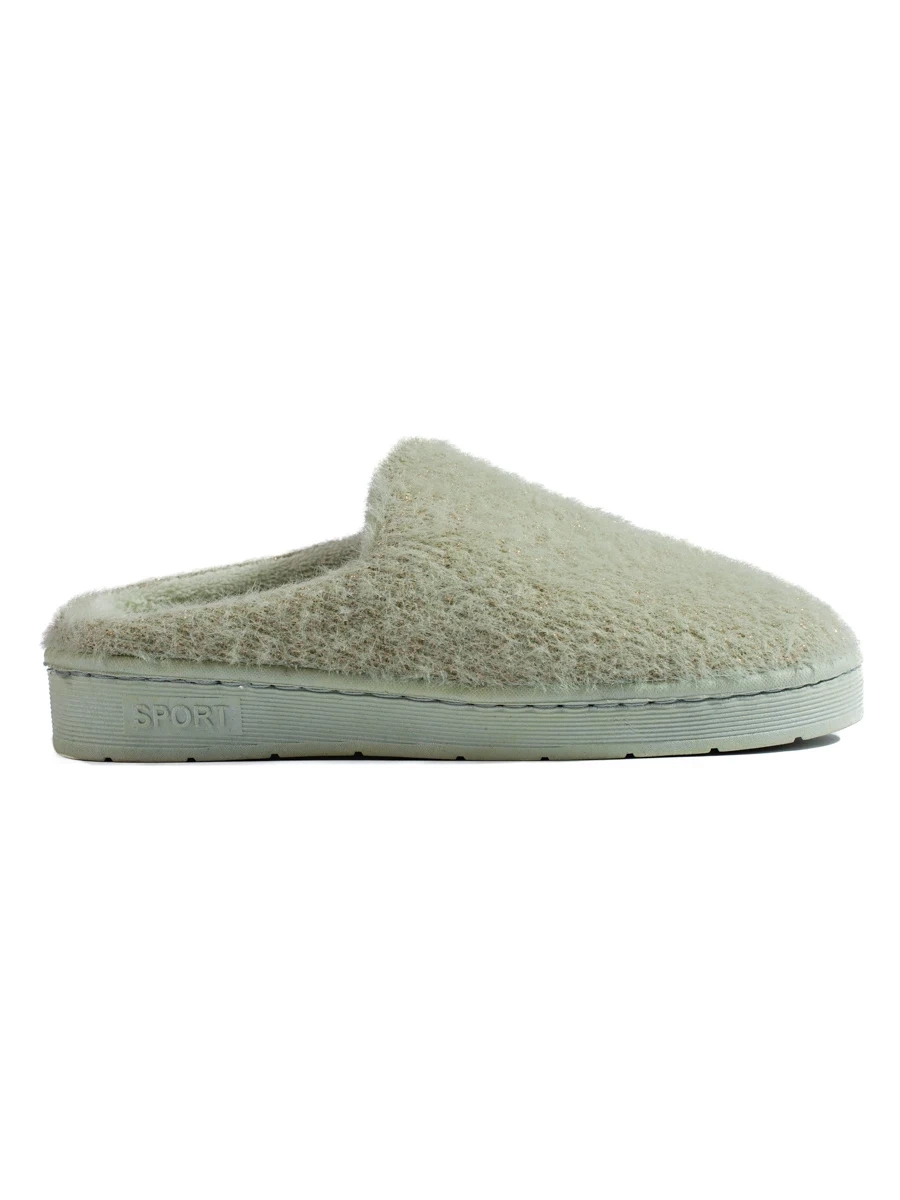 Shelvt Slip-on slippers with fur for women green