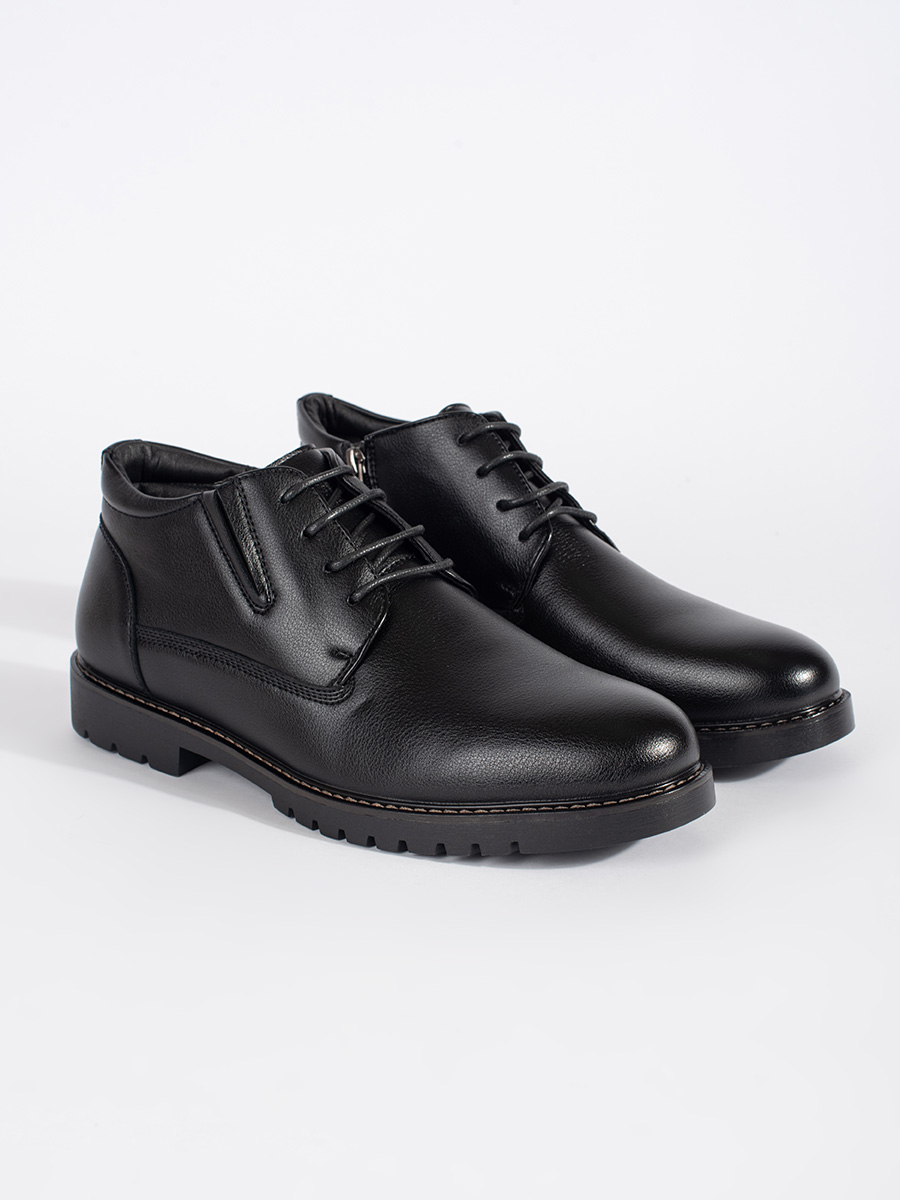 Shelvt Mens black insulated lace-up ankle boots