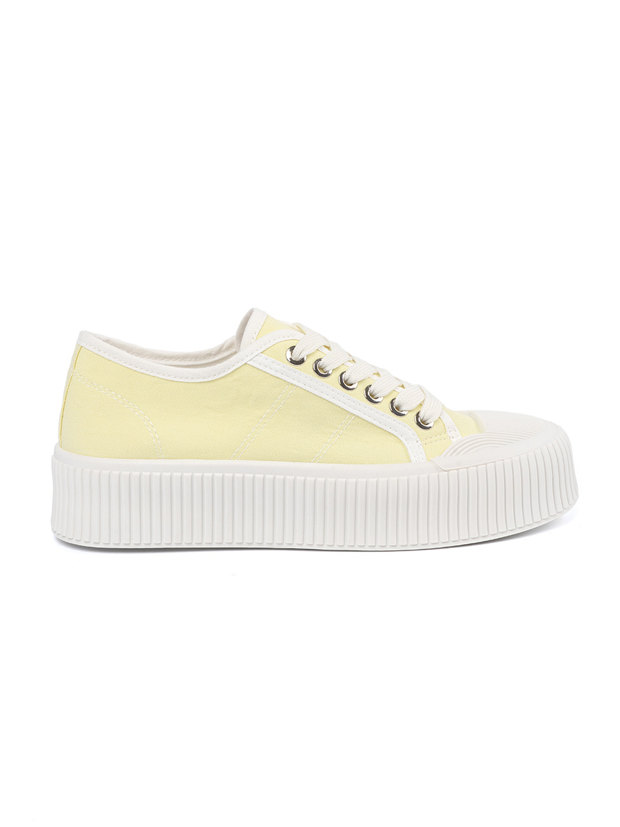 Shelvt Yellow lace-up sneakers with a thick sole