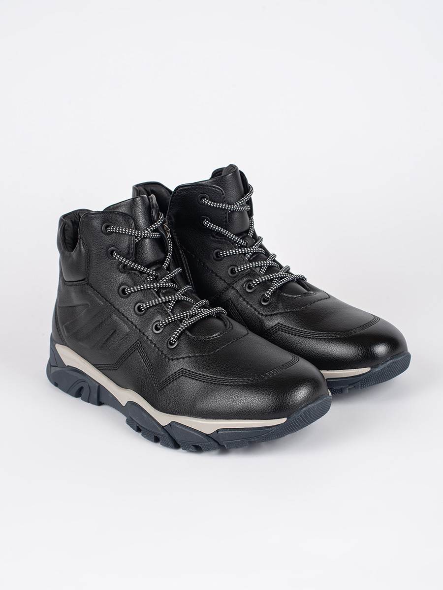 Shelvt Mens black lace-up ankle boots