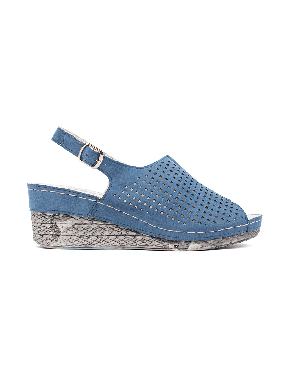 GOODIN Blue suede wedge sandals