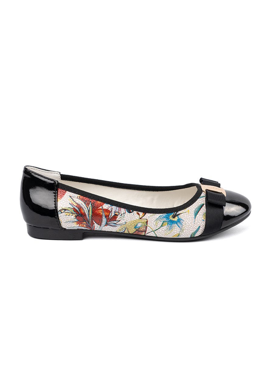 GOODIN White and black ballerinas with flowers