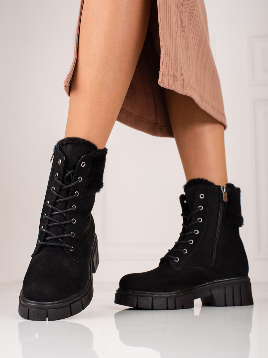 T.SOKOLSKI Womens suede ankle boots Shelovet