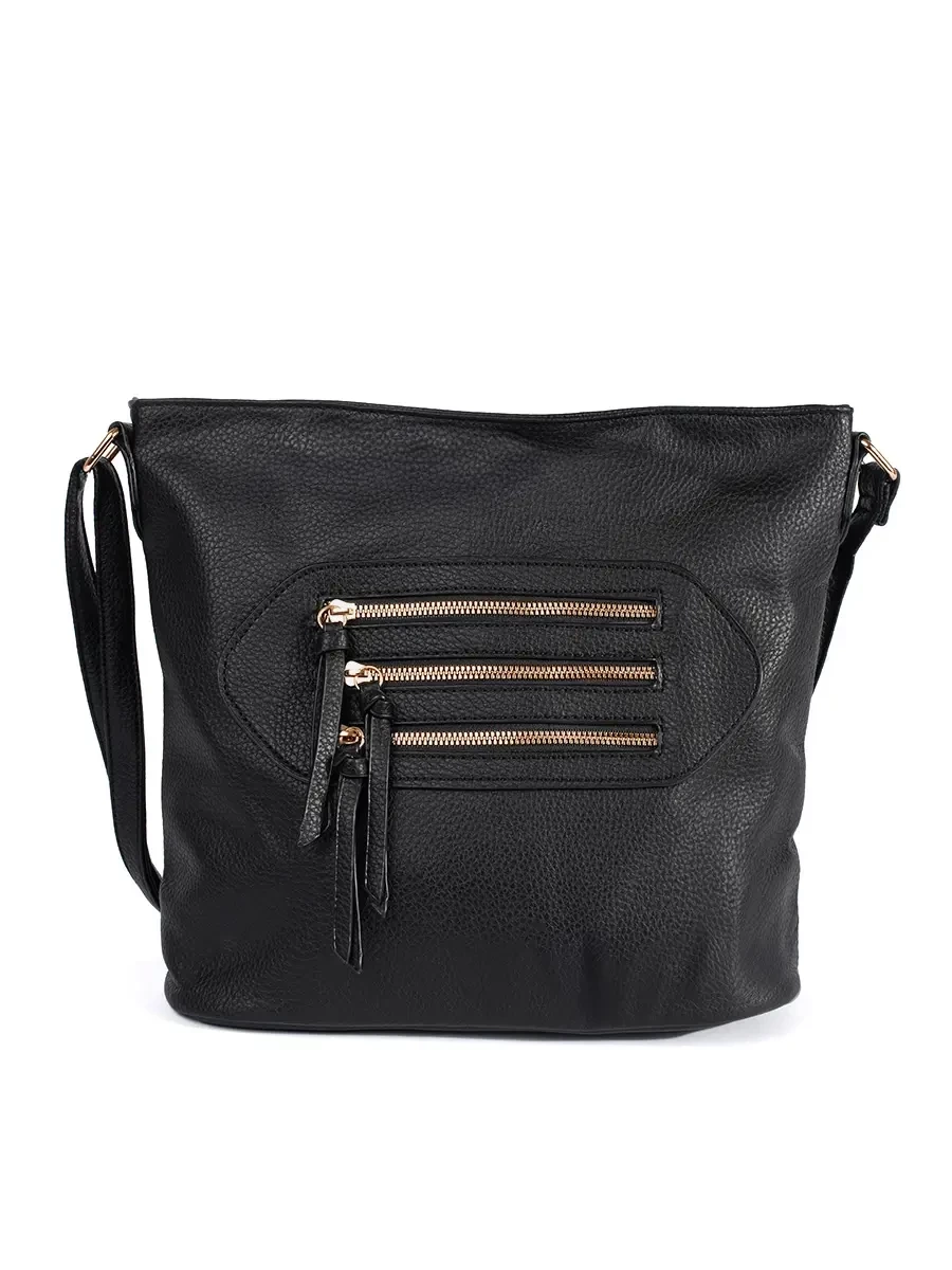 Shelvt Black handbag with gold zippers