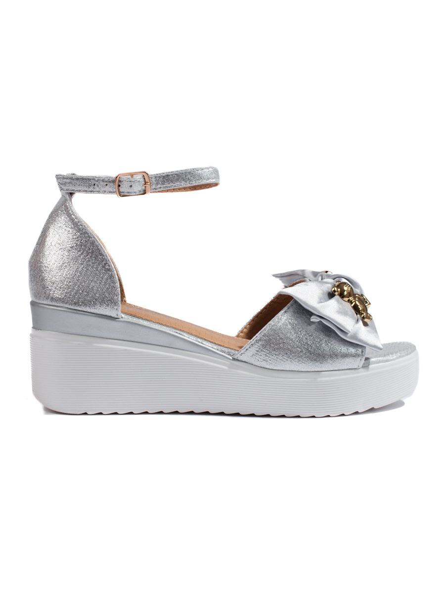 Shelvt Silver wedge sandals