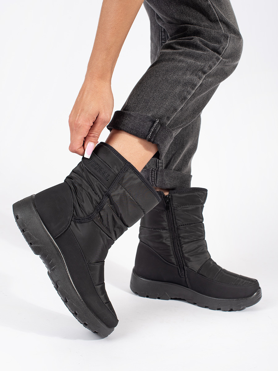 Shelvt Womens black insulated snow boots