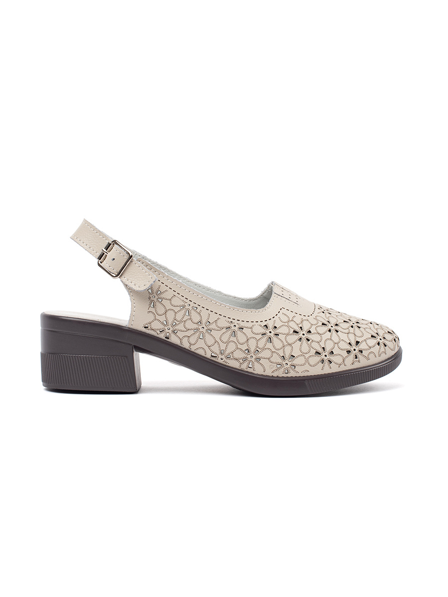 GOODIN Beige perforated low-heeled sandals