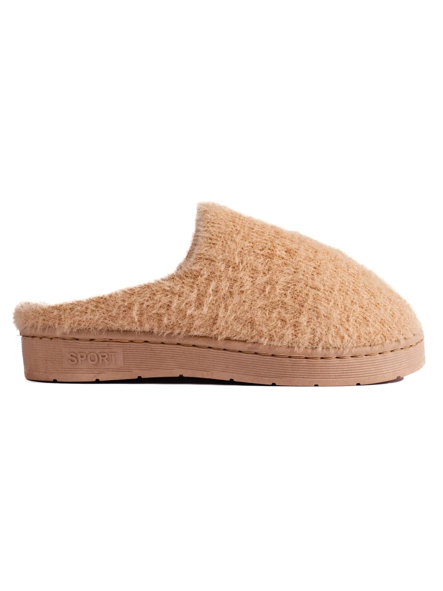 Shelvt Slip-on slippers with fur brown