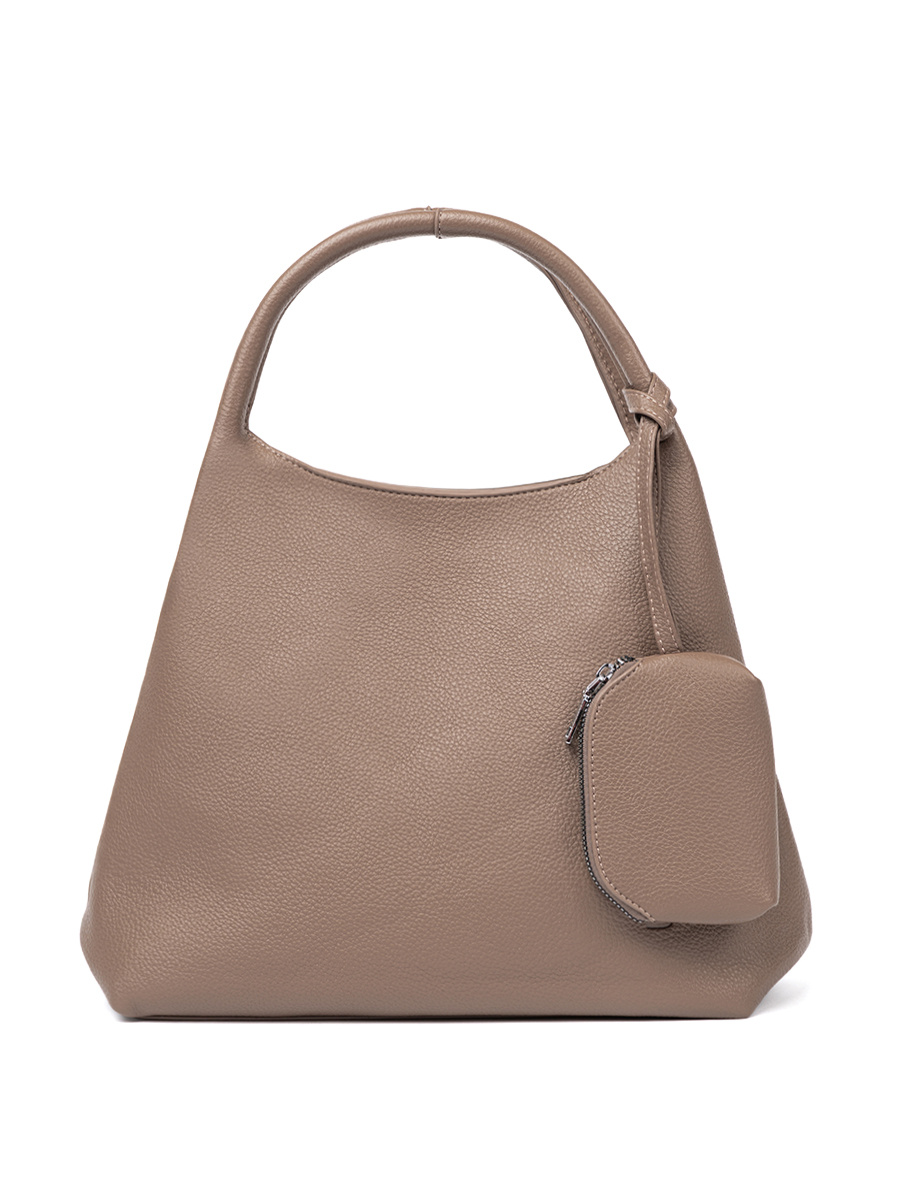 Shelvt Elegant dark beige handbag with a toiletry bag inside