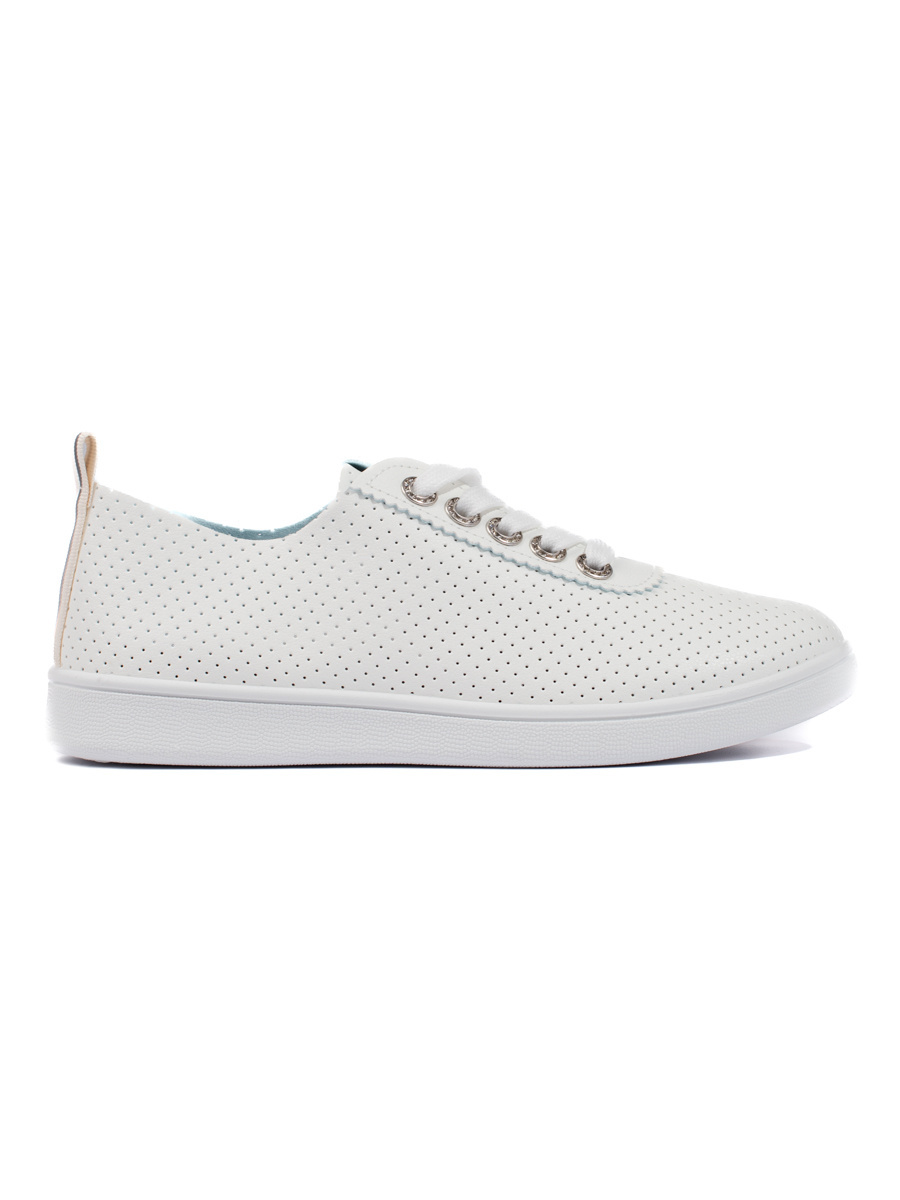 Shelvt Openwork white womens sneakers