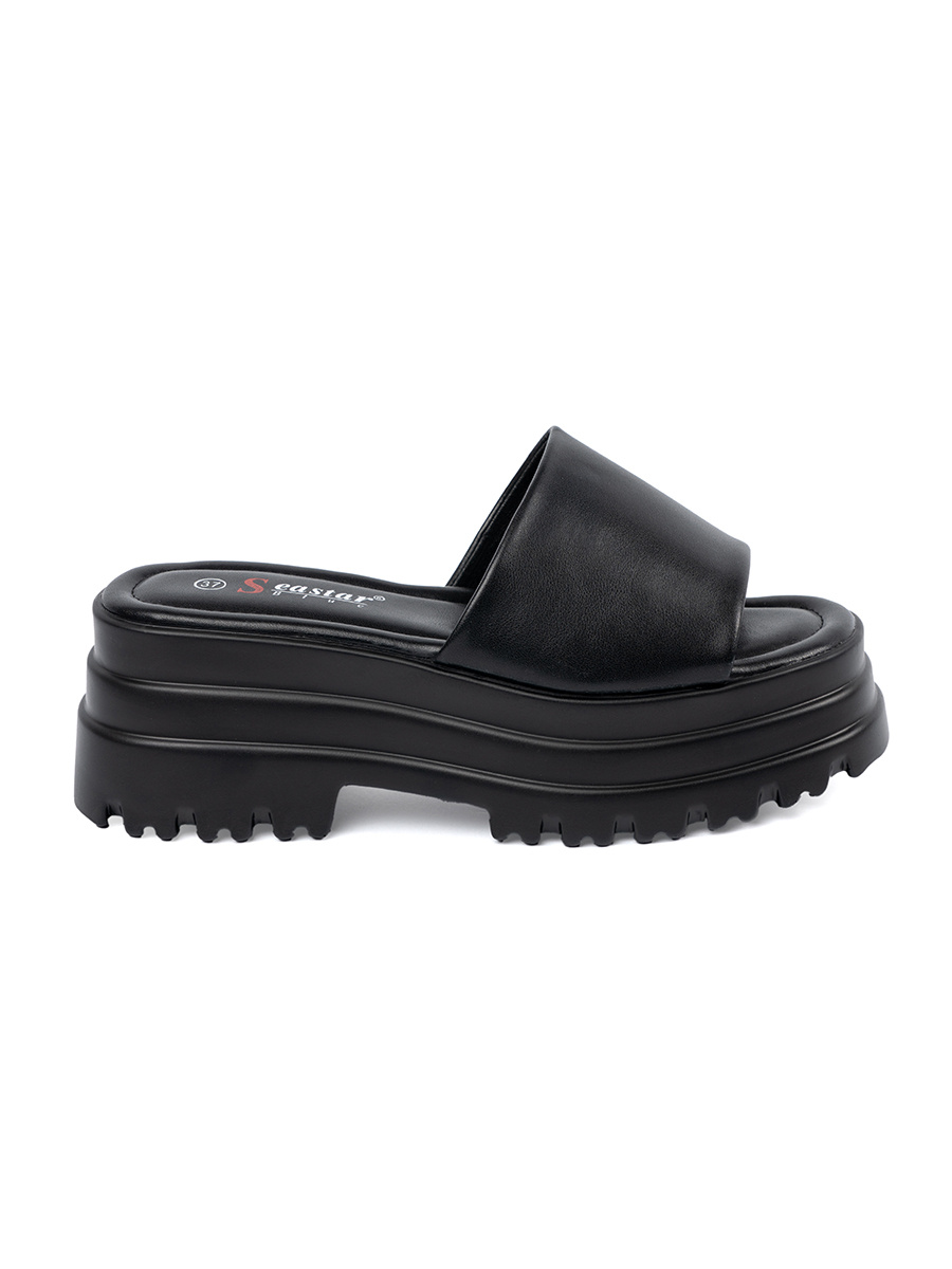 SEASTAR Black platform flip-flops